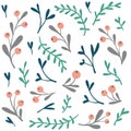 Vector set of doodle floral elements Royalty Free Stock Photo